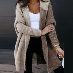 Two-Tone Open Front Cardigan